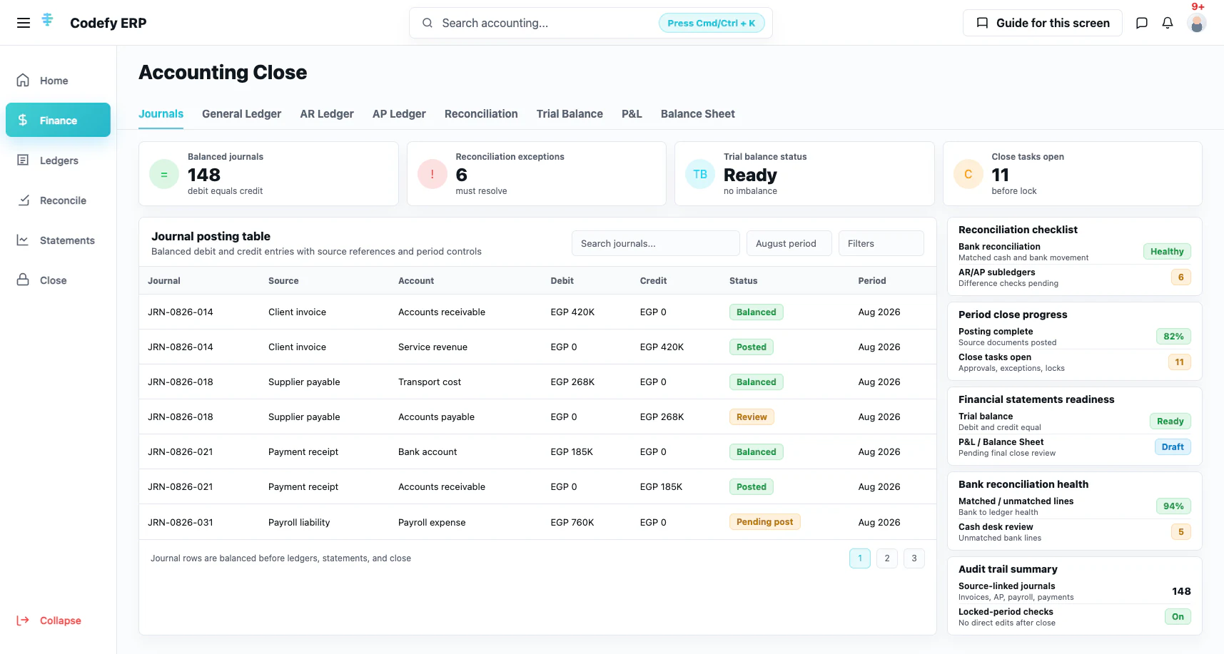 Codefy ERP workflow screen screenshot