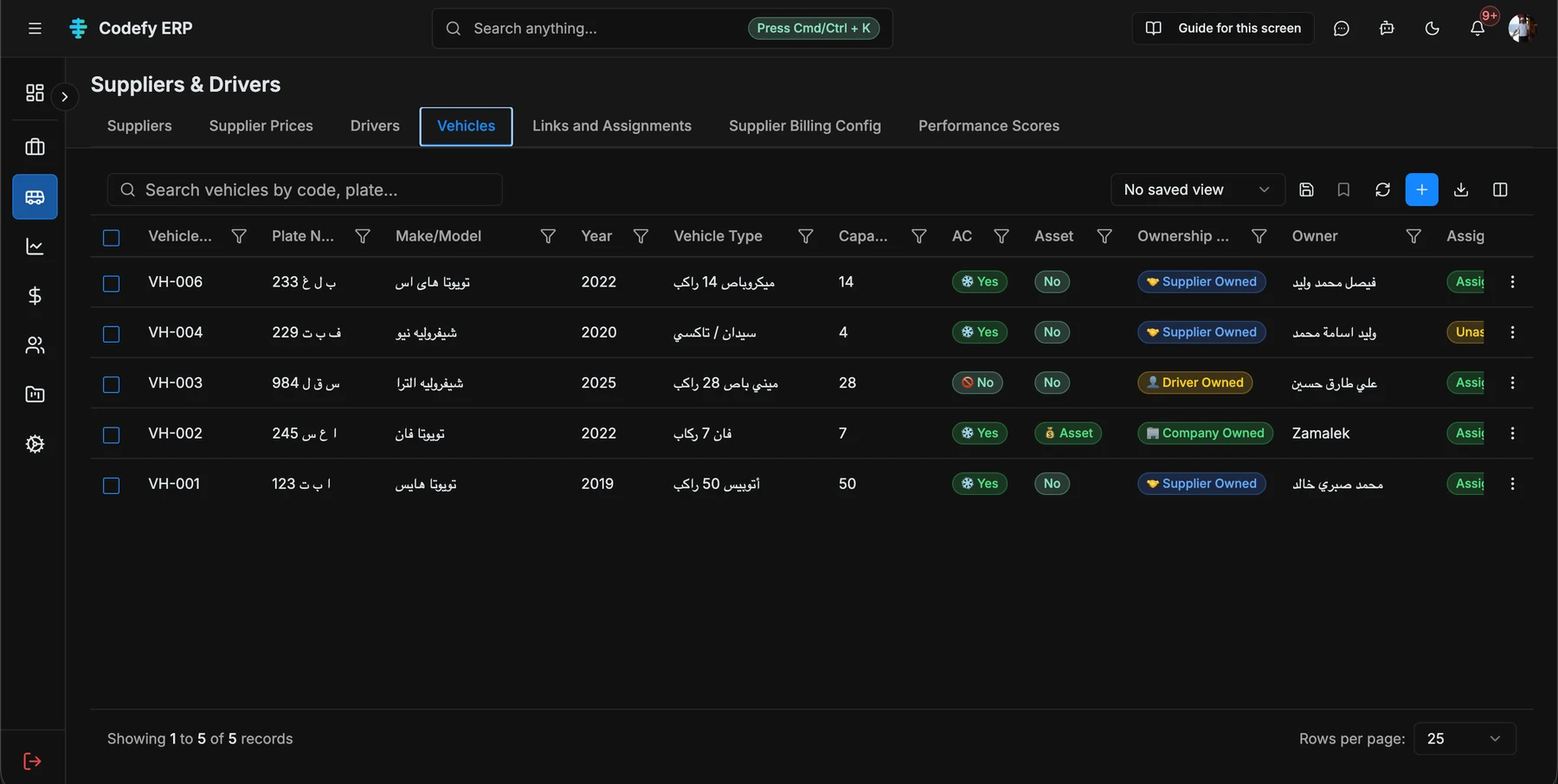 Codefy ERP module screen screenshot