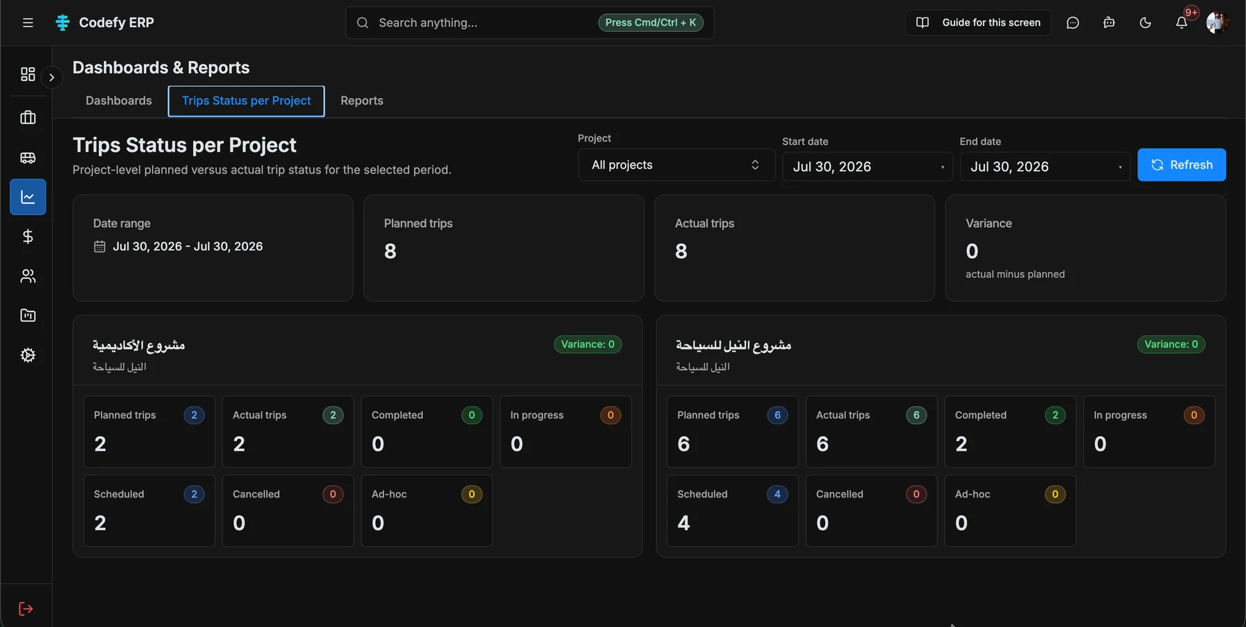 Codefy ERP workflow screen screenshot
